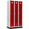 Schäfer Shop Select Taquilla, con franjas perforadas, 3 compartimentos, 300 mm, con zócalo, cierre de pasador giratorio, puerta rojo rubí