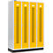 Schäfer Shop Select Taquilla con franjas perforadas, 4 compartimentos, con zócalo, cerradura de cilindro, puerta amarillo colza