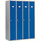 Schäfer Shop Select Taquilla de guardarropa con 4 compartimentos, cerradura de pestillo giratorio, plata claro/azul genciana
