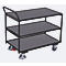 Schäfer Shop Select Tischwagen, leicht, Stahl/MDF-Platte, Anthrazitgrau/Dunkelgrau, 3 Etagen, L 985 x B 605 mm, TPE-Rollen mit EasySTOP, bis 250 kg
