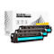 Trois cartouches de toner noires devant un emballage blanc avec l'impression 'Schäfershop'.