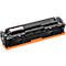 Black and orange toner cartridge, photographed diagonally from above.