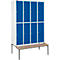 Schäfer Shop Select Vestiaire, 4 x 2 compartiments, avec banc, 300 mm, serrure à came batteuse, porte bleu gentiane