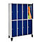 Schäfer Shop Select Vestiaire, 4 x 2 compartiments, sur pieds, serrure à came batteuse, porte bleu gentiane