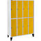 Schäfer Shop Select Vestiaire, 4 x 2 compartiments, sur pieds, serrure à came batteuse, porte jaune