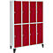 Schäfer Shop Select Vestiaire, 4 x 2 compartiments, sur pieds, serrure à came batteuse, porte rouge rubis