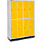 Schäfer Shop Select Vestiaire, 4 x 2 compartiments, sur socle, serrure à came batteuse, porte jaune