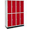 Schäfer Shop Select Vestiaire, 4 x 2 compartiments, sur socle, serrure à came batteuse, porte rouge rubis