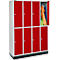 Schäfer Shop Select Vestiaire, 4 x 2 compartiments, sur socle, serrure à cylindre, porte rouge rubis