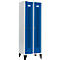 Schäfer Shop Select Vestiaire, à bandes perforées, 2 compartiments, 300 mm, sur pieds, serrure à came batteuse, porte bleu gentiane