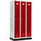 Schäfer Shop Select Vestiaire, à bandes perforées, 3 compartiments, 300 mm, sur socle, serrure à came batteuse, porte rouge rubis