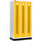 Schäfer Shop Select Vestiaire, à bandes perforées, 3 compartiments, 300 mm, sur socle, serrure à cylindre, porte jaune colza
