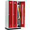 Schäfer Shop Select Vestiaire, à bandes perforées, 3 compartiments, 300 mm, sur socle, serrure à cylindre, porte rouge rubis