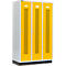 Schäfer Shop Select Vestiaire à bandes perforées, 3 compartiments, 400 mm, sur socle, serrure à cylindre, porte jaune colza