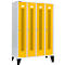 Schäfer Shop Select Vestiaire à bandes perforées, 4 compartiments, sur pieds, serrure à cylindre, porte jaune colza