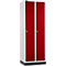 Schäfer Shop Select Vestiaire, avec 2 compartiments, sur socle, serrure à came batteuse, gris clair/rouge