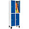 Schäfer Shop Select Vestiaire, avec 2 x 2 compartiments, 300 mm, sur pieds, serrure à came batteuse, porte bleu gentiane