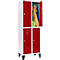 Schäfer Shop Select Vestiaire, avec 2 x 2 compartiments, 300 mm, sur pieds, serrure à came batteuse, porte rouge rubis