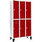 Schäfer Shop Select Vestiaire, avec 3 x 2 compartiments, 300 mm, sur pieds, serrure à came batteuse, porte rouge rubis