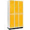 Schäfer Shop Select Vestiaire, avec 3 x 2 compartiments, 300 mm, sur socle, serrure à came batteuse, porte jaune