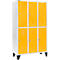 Schäfer Shop Select Vestiaire, avec 3 x 2 compartiments, 400 mm, sur pieds, serrure à came batteuse, porte jaune colza