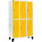 Schäfer Shop Select Vestiaire, avec 3 x 2 compartiments, 400 mm, sur pieds, serrure à cylindre, porte jaune colza