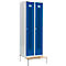 Schäfer Shop Select Vestiaire, avec banc, 2 compartiments, 300 mm, serrure à cylindre, porte bleu gentiane