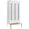 Schäfer Shop Select Vestiaire, avec banc, 3 compartiments, 300 mm, serrure à came batteuse, porte gris clair