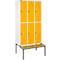 Schäfer Shop Select Vestiaire, avec banc, 3 x 2 compartiments, 300 mm, serrure à came batteuse, porte jaune