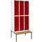 Schäfer Shop Select Vestiaire, avec banc, 3 x 2 compartiments, 300 mm, serrure à came batteuse, porte rouge rubis