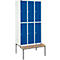 Schäfer Shop Select Vestiaire, avec banc, 3 x 2 compartiments, 300 mm, serrure à cylindre. Porte bleu gentiane