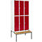 Schäfer Shop Select Vestiaire, avec banc, 3 x 2 compartiments, 300 mm, serrure à cylindre. Porte rouge rubis