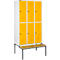 Schäfer Shop Select Vestiaire, avec banc, 3 x 2 compartiments, 400 mm, serrure à came batteuse, porte jaune