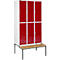 Schäfer Shop Select Vestiaire, avec banc, 3 x 2 compartiments, 400 mm, serrure à came batteuse, porte rouge rubis