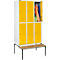 Schäfer Shop Select Vestiaire, avec banc, 3 x 2 compartiments, 400 mm, serrure à cylindre, porte jaune