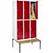 Schäfer Shop Select Vestiaire, avec banc, 3 x 2 compartiments, 400 mm, serrure à cylindre, porte rouge rubis