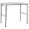 Schäfer Shop Select werktafel, handmatig in hoogte verstelbaar, 4-poots frame, B 1200 x D 800 x H 680-960 mm, hout &amp; staal, blank aluminium/wit aluminium