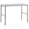 Schäfer Shop Select werktafel, handmatig in hoogte verstelbaar, 4-poots frame, B 1600 x D 800 x H 680-960 mm, hout &amp; staal, lichtgrijs/blank aluminium
