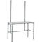 Schäfer Shop Select werktafel, handmatig in hoogte verstelbaar, 4-poots frame, B 1600 x D 800 x H 680-960 mm, hout &amp; staal, lichtgrijs/blank aluminium