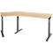 Schäfer Shop Select Winkelschreibtisch ERGO-T 2.0, 135° Winkel, Ansatz links, T-Fuß, B 2165 x T 800 x H 675-895 mm, Ahorn/anthrazit