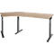 Schäfer Shop Select Winkelschreibtisch ERGO-T 2.0, 135° Winkel, Ansatz links, T-Fuß, B 2165 x T 800 x H 675-895 mm, Eiche/anthrazit