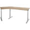 Schäfer Shop Select Winkelschreibtisch ERGO-T 2.0, 135° Winkel, Ansatz links, T-Fuß, B 2165 x T 800 x H 675-895 mm, Eiche/weißalu