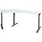 Schäfer Shop Select Winkelschreibtisch ERGO-T 2.0, 135° Winkel, Ansatz links, T-Fuß, B 2165 x T 800 x H 675-895 mm, lichtgrau/anthrazit