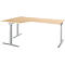 Schäfer Shop Select Winkelschreibtisch ERGO-T 2.0, 90° Winkel, Ansatz links, T-Fuß, B 2000 x T 1200/800 x H 675-895 mm, Ahorn/weißalu