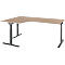 Schäfer Shop Select Winkelschreibtisch ERGO-T 2.0, 90° Winkel, Ansatz links, T-Fuß, B 2000 x T 1200/800 x H 675-895 mm, Eiche/anthrazit
