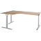 Schäfer Shop Select Winkelschreibtisch ERGO-T 2.0, 90° Winkel, Ansatz links, T-Fuß, B 2000 x T 1200/800 x H 675-895 mm, Eiche/weißalu