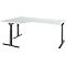 Schäfer Shop Select Winkelschreibtisch ERGO-T 2.0, 90° Winkel, Ansatz links, T-Fuß, B 2000 x T 1200/800 x H 675-895 mm, lichtgrau/anthrazit 
