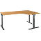 Schäfer Shop Select Winkelschreibtisch ERGO-T 2.0, 90° Winkel, Ansatz rechts, T-Fuß, B 2000 x T 1200/800 x H 675-895 mm, Buche/anthrazit 