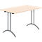 Schäfer Shop Table pliante Select, rectangulaire, piétement en double T, ferrure spéciale de pliage &amp; compensation au sol, L 1200 x P 700 x H 720 mm, décor érable/anthracite