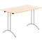 Schäfer Shop Table pliante Select, rectangulaire, piétement en double T, ferrure spéciale de pliage &amp; compensation au sol, L 1200 x P 700 x H 720 mm, décor érable/argent alu